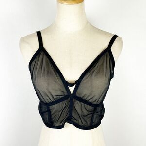 Black Sheer Bralette Corset Bustier Pull On Banded